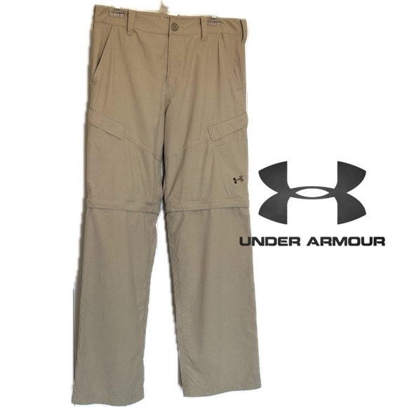Under Armour Offshore Fishing Guide Khaki Pants/Zip-off Shorts Loose Mens 32 - Picture 1 of 14